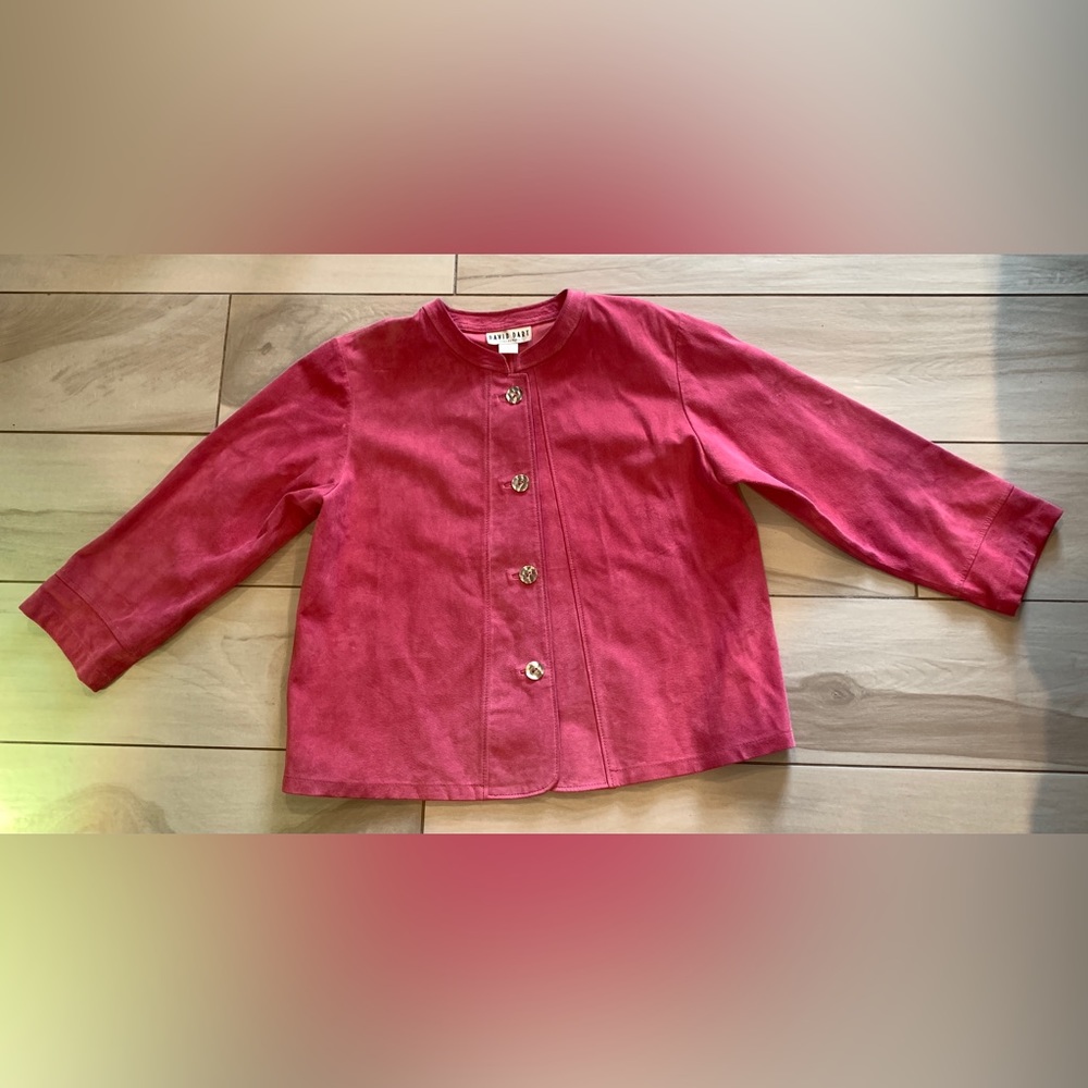 St. John Red Suede Button-Front Women's Jacket